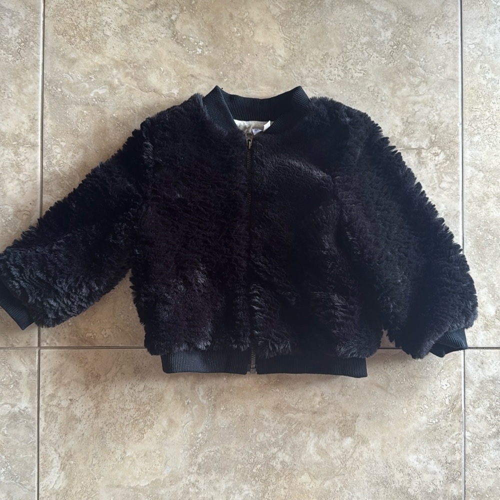 Splendid Black Fluffy Coat, Size 18-24 months - Like New